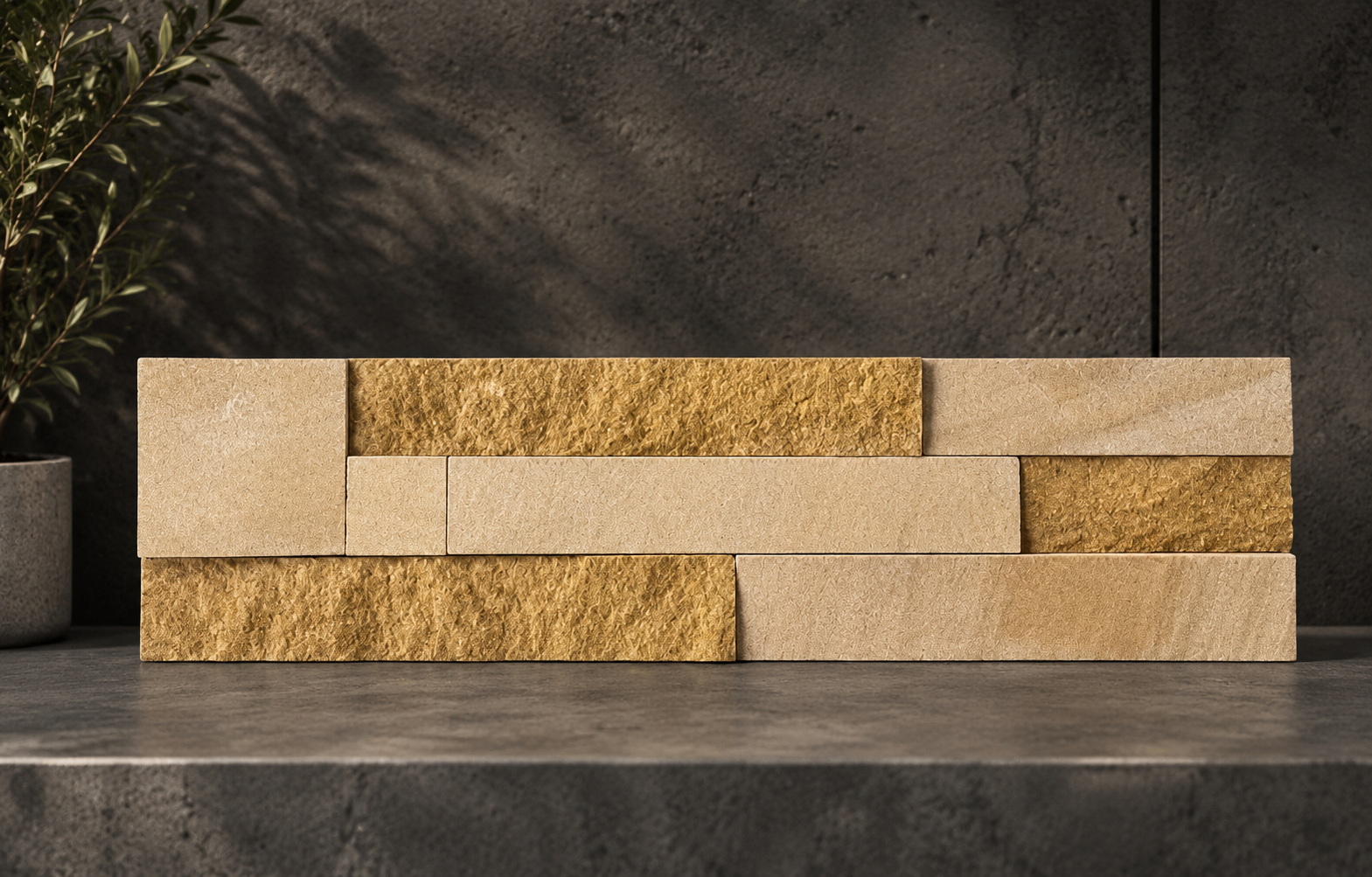 Yellow Sandstone Ledgestone YSL-10 wall cladding Thailand